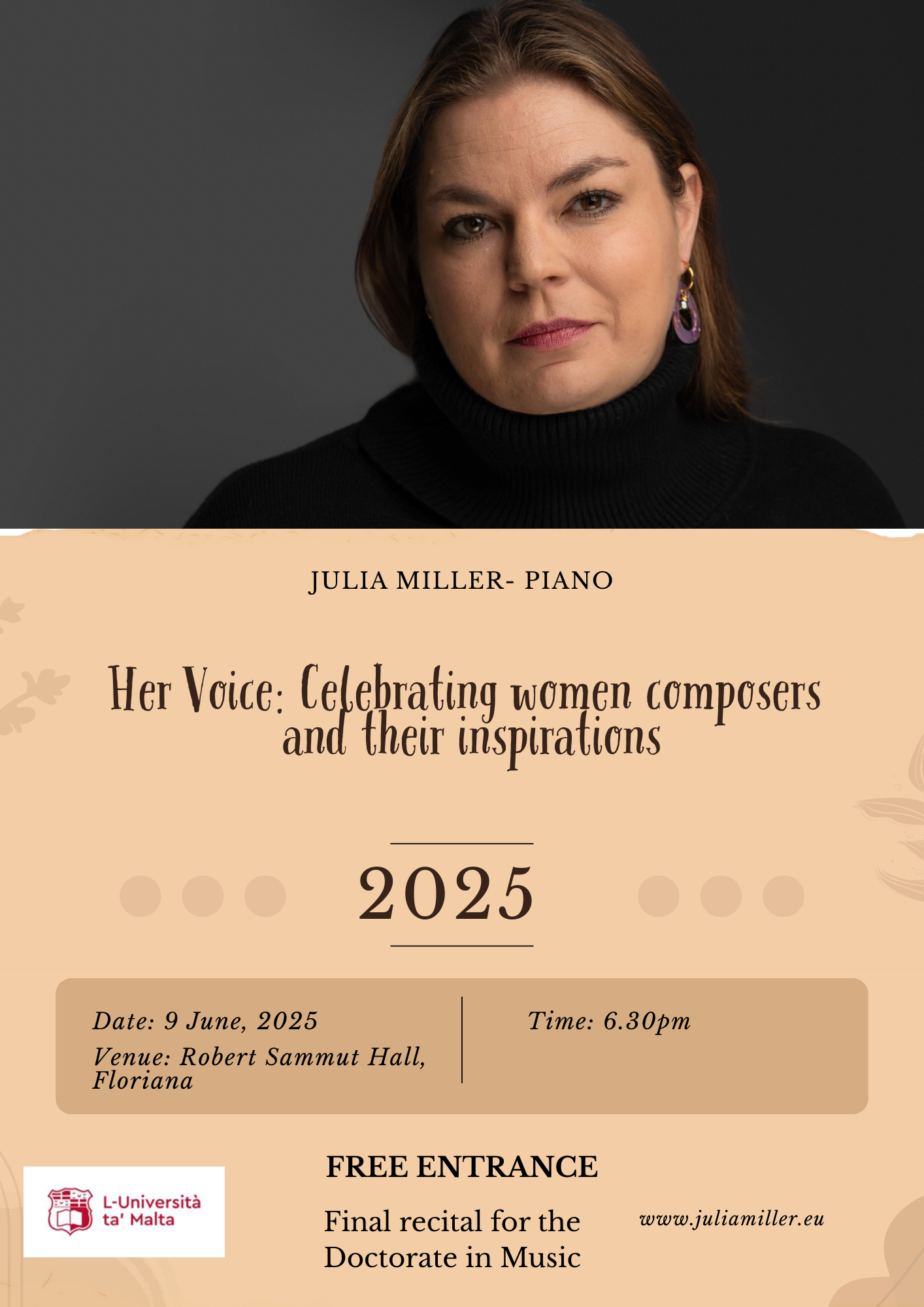 Her Voice: Celebrating women composers and their inspirations,  June 2025 (Malta)